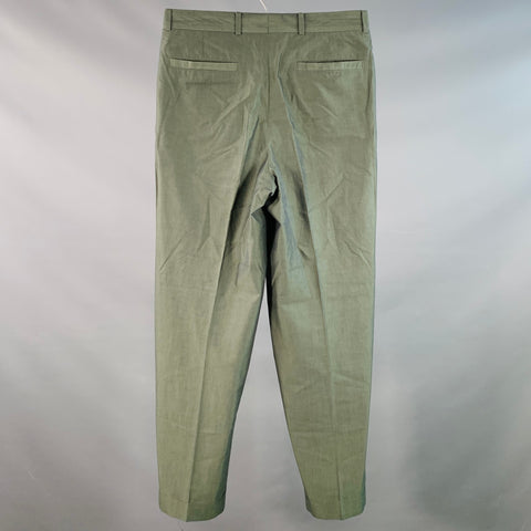 BOSS by HUGO BOSS Size 32 Green Iridescent Cotton Pleated Zip Fly Dress Pants