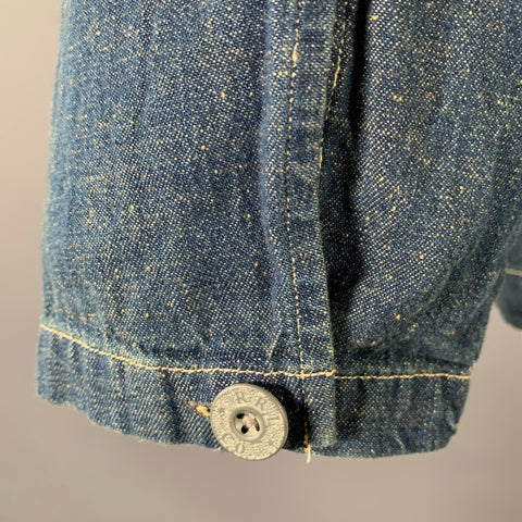 RRL by RALPH LAUREN Size XL Navy Indigo Contrast Stitch Cotton Denim Overshirt