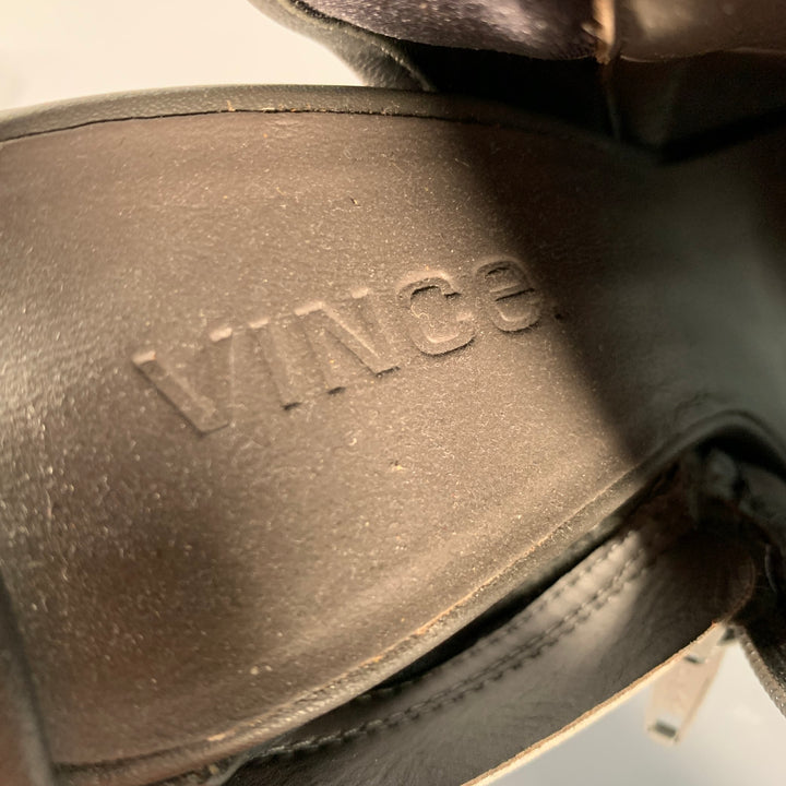 VINCE Size 6 Grey Leather Peep Toe Boots
