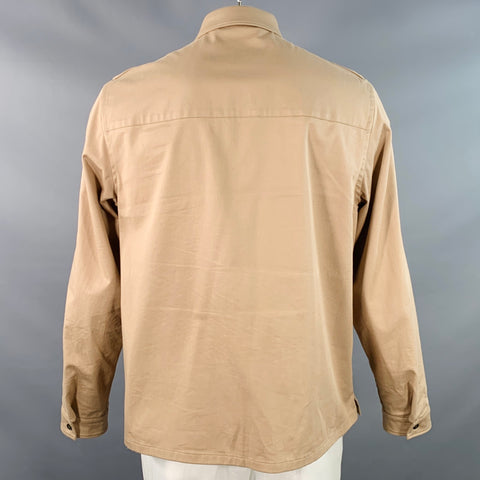 PRADA Size L Khaki Cotton Blend Two Pockets Shirt Jacket