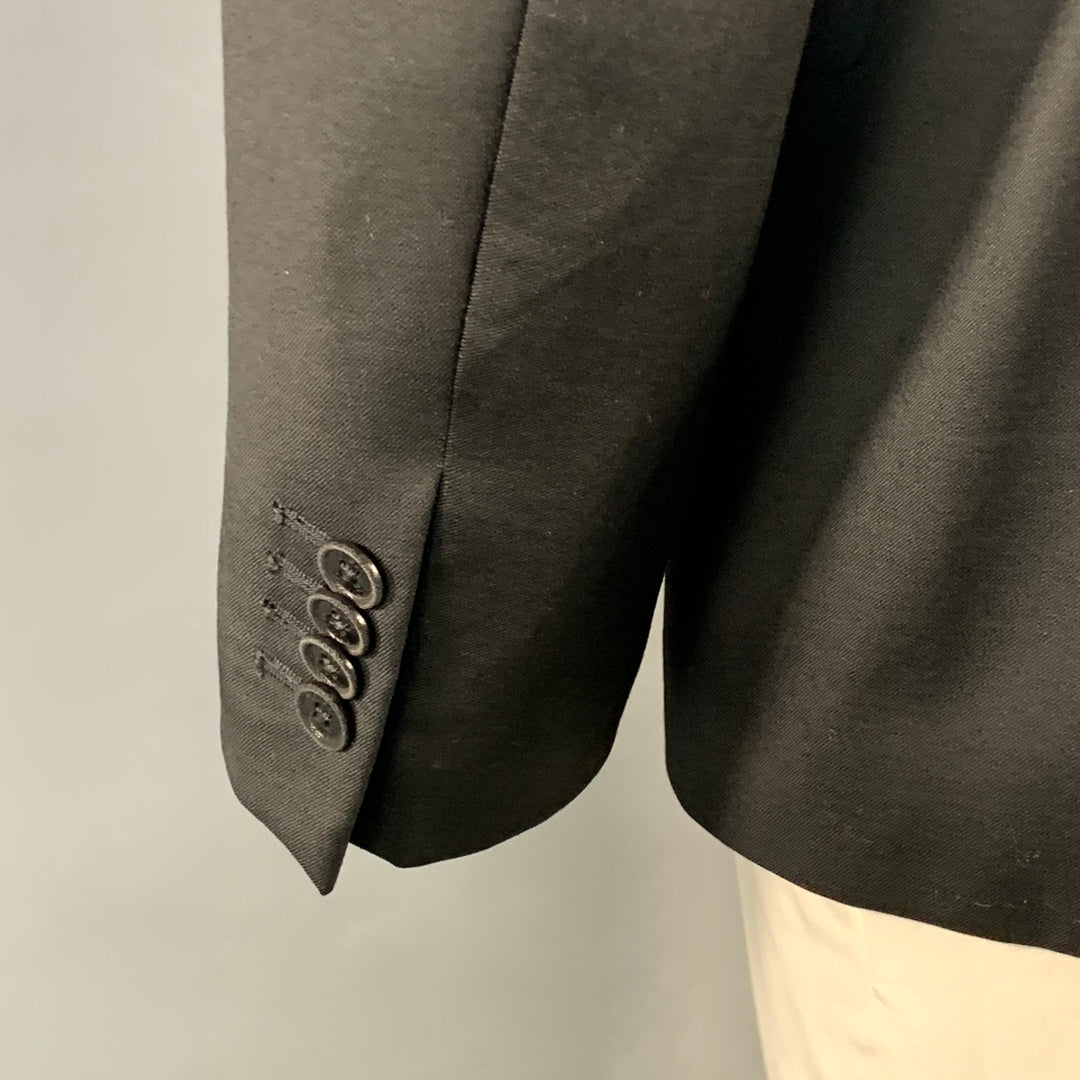 ROMEO GIGLI Size 42 Black Green Contrast Trim Virgin Wool Sport Coat