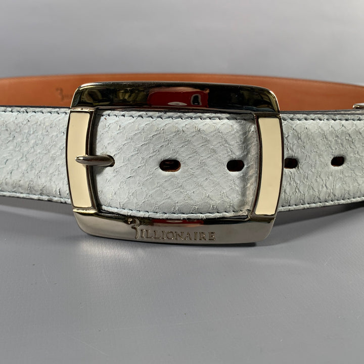 BILLIONAIRE COUTURE Size 40 Off White Textured Phython Skin Leather Belt