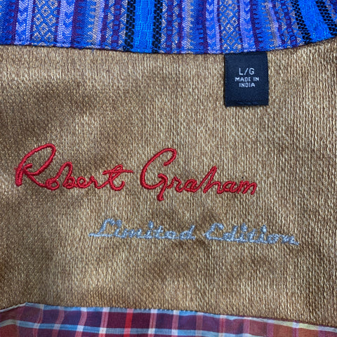 ROBERT GRAHAM Size L Orange Multi Color Plaid Cotton Long Sleeve Shirt