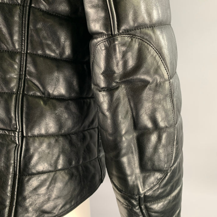 ALEXANDER WANG Size 8 Black Leather Quilted Puffer Moto Racer Jacket