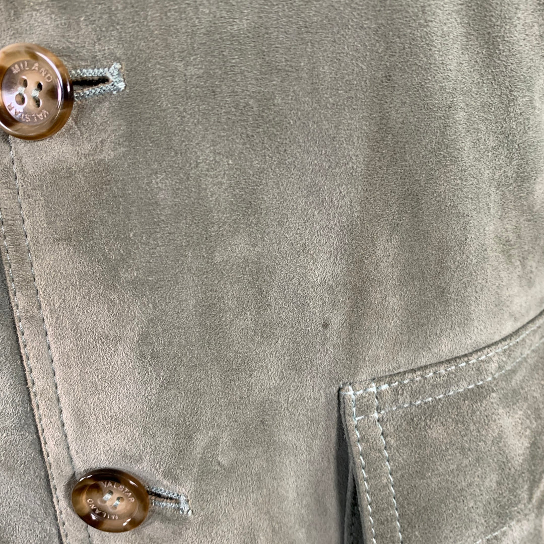 VALSTAR Size S Valstarino Sage Green Goat Suede Blouson Jacket