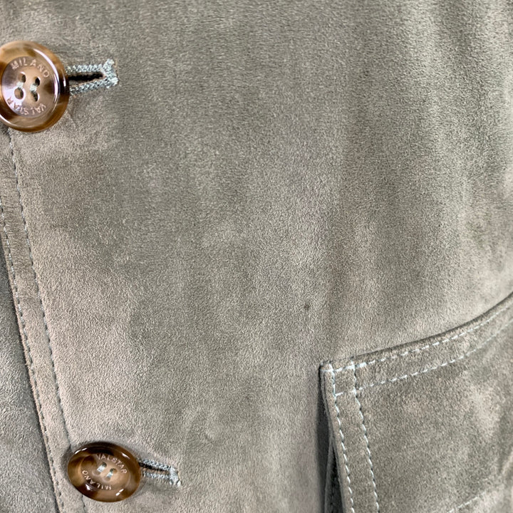 VALSTAR Size S Valstarino Sage Green Goat Suede Blouson Jacket