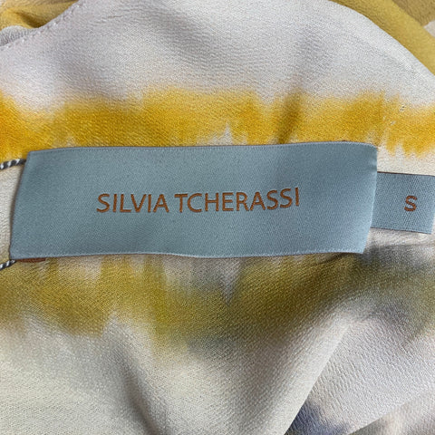 SILVIA TCHERASSI Size S Marion Cream Multi Color Viscose Tie Dye Sleeveless Long Dress
