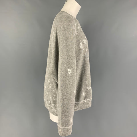 THE GREAT Taille 2 Pull à col rond en coton et polyester gris blanc