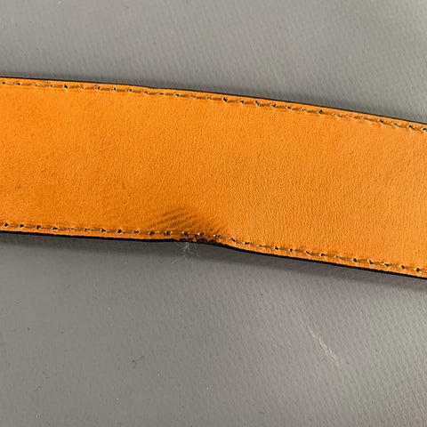 SAKS FIFTH AVENUE MAGNANNI Size 36 Navy Tan Two Tone Leather Belt