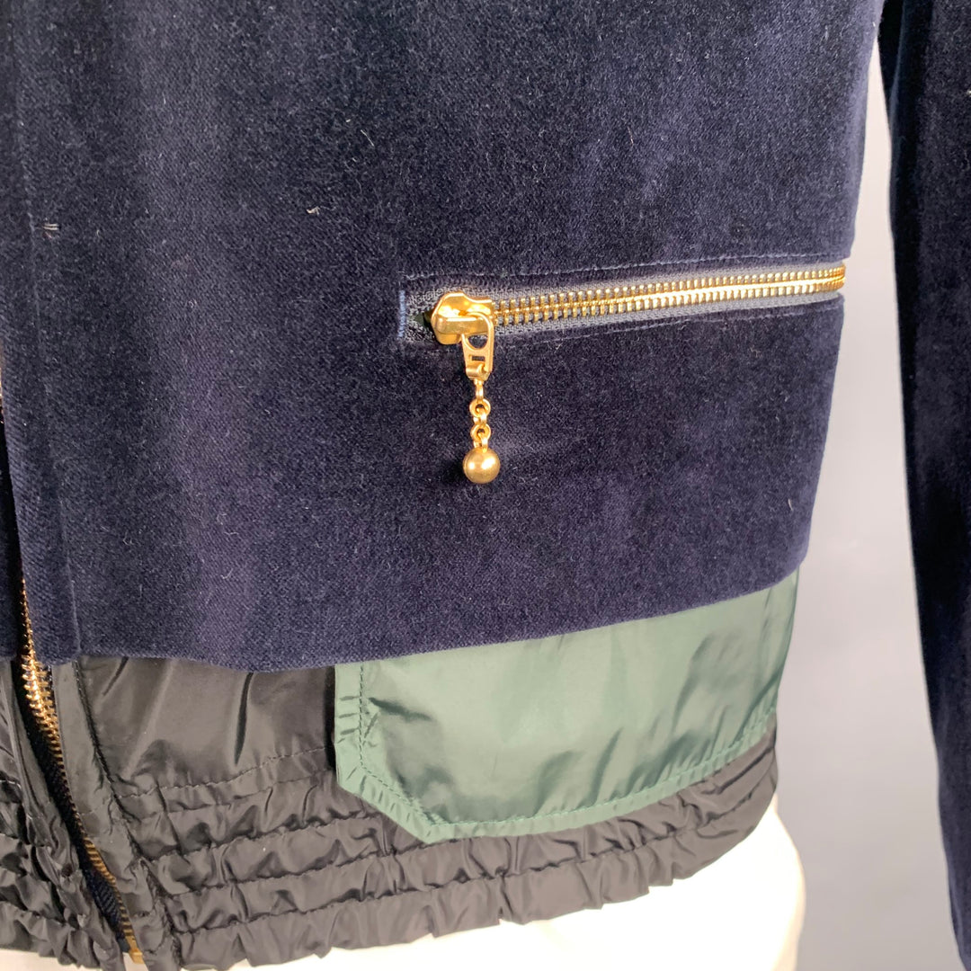 KOLOR Size L Navy Cotton Velvet Beaded Patch Jacket