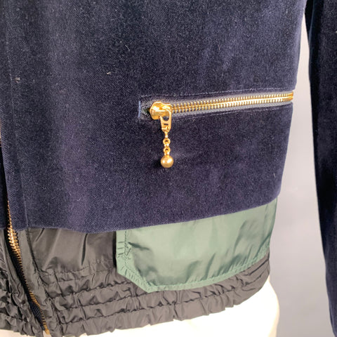 KOLOR Size L Navy Cotton Velvet Beaded Patch Jacket