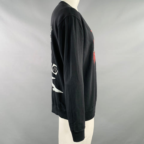 GIVENCHY Size XXL Black Angel Graphic Cotton Crew Neck Sweatshirt