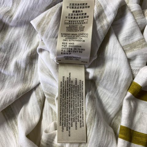 BURBERRY BRIT Size L White Gold Stripe Cotton Boat Neck Long Sleeve Shirt