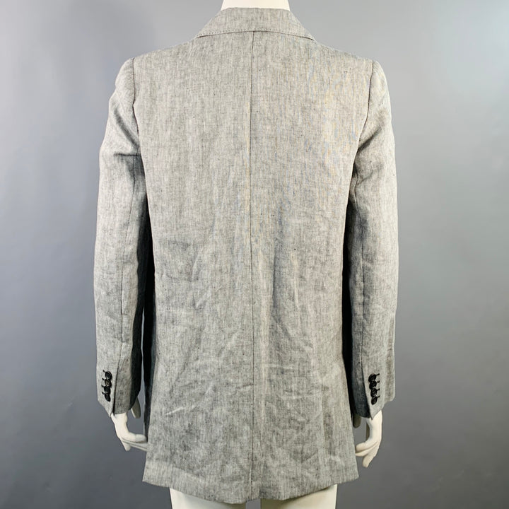 MAX MARA Size 12 Grey Heather Linen Notch Lapel Jacket Blazer