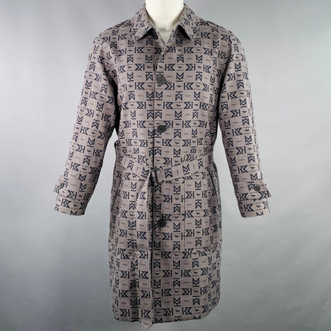 MAISON KITSUNE Size XS Grey Navy Monogram Polyester Blend Coat