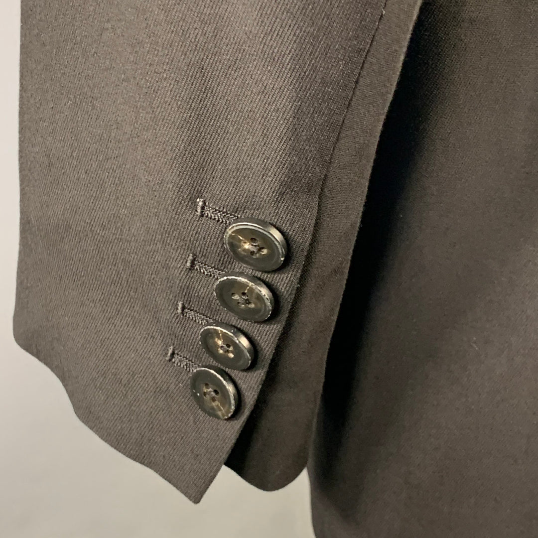 ANN DEMEULEMEESTER Size 44 Black Twill Viscose Virgin Wool Sport Coat