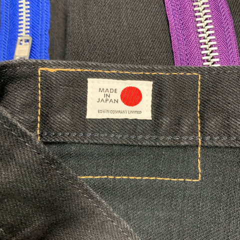 EDWIN Size 31 Runway Black White Patches Zippers Cotton Cropped Jeans