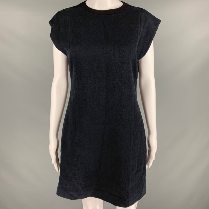 HELMUT LANG Taille 4 Robe sans manches texturée en laine de coton noire