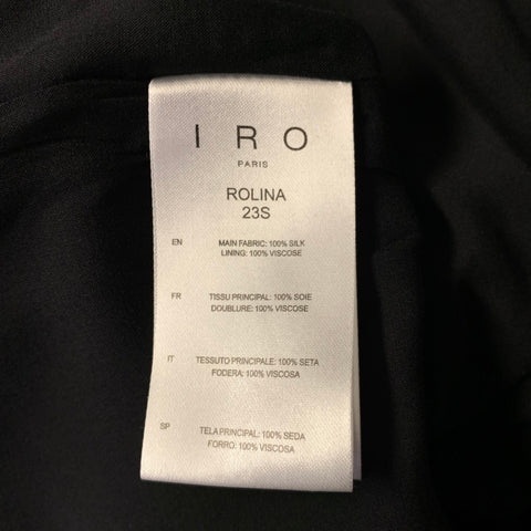 IRO Size 10 Black Beige Silk Abstract Draped Knee Length Cocktail Dress