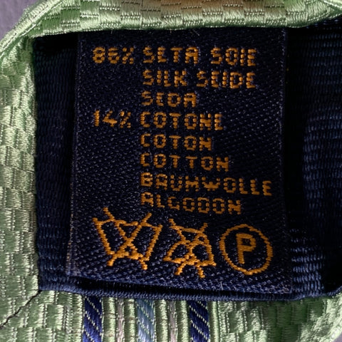 VILLA BOLGHERI Green Blue Diagonal Stripe Silk Cotton Tie