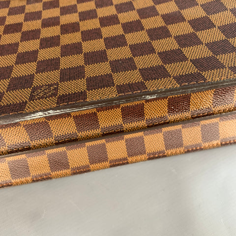 LOUIS VUITTON Ebene Brown Beige Damier Leather Coated Canvas Briefcase Bag