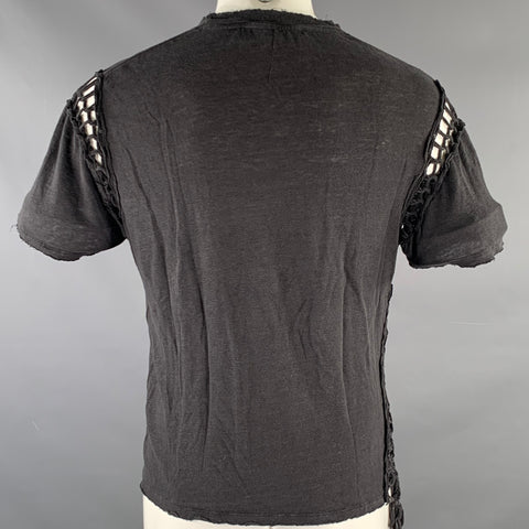 IRO Size XS Black Linen Deconstructed T-shirt