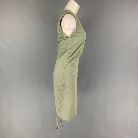 BARBARA CASASOLA Size 4 Khaki Cotton Sleeveless Dress