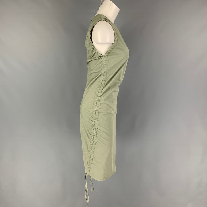 BARBARA CASASOLA Size 4 Khaki Cotton Sleeveless Dress