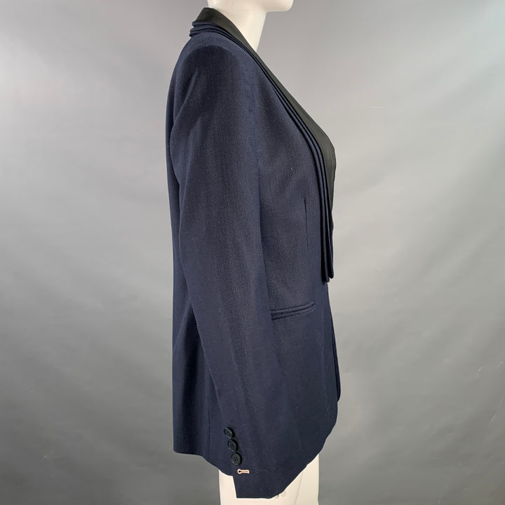 STELLA McCARTNEY Size 8 Navy Black Shawl Collar Jacket Blazer