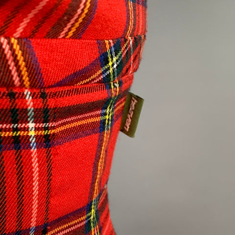 MARC JACOBS Size XS Red Multi Color Polyester Blend Plaid Pleated Dress