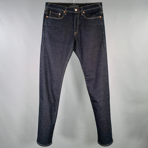 PS by PAUL SMITH Size 31 Indigo Contrast Stitch Cotton Blend Straight Jeans