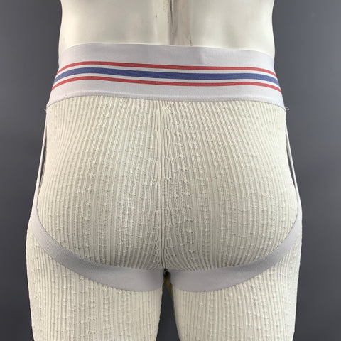 WALTER VAN BEIRENDONCK SS23 Size M White Textured Viscose Nylon JOCKSTRAP Pants
