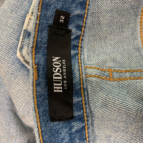 HUDSON Size 32 Blue Paint Splatter Cotton  Elastane Distressed Jeans