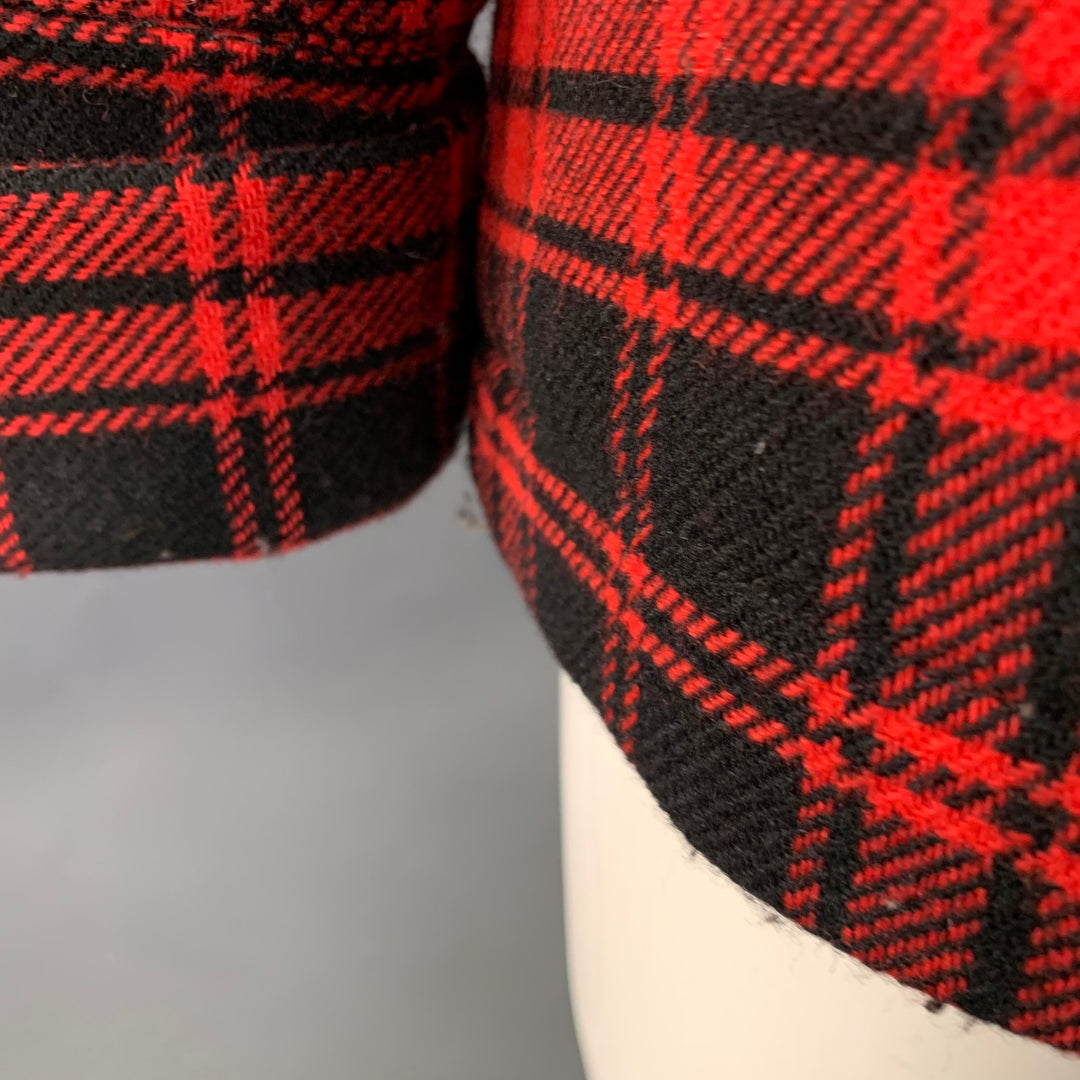 MARC by MARC JACOBS Size M Red Black Wool Blend Plaid Double Breasted Coat