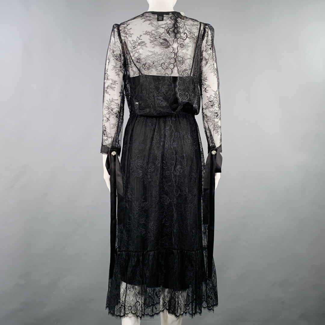 princess polly baby blue dress 1940s black gown . vintage 40s rayon and lace dress . size small to me –  bluefennel main image 1