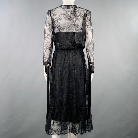 MARC JACOBS Robe patineuse en nylon noir, taille 4, avec dentelle