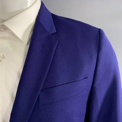 PAUL SMITH Chest Size 40 Regular Blue Royal Blue Wool  Mohair Notch Lapel Suit
