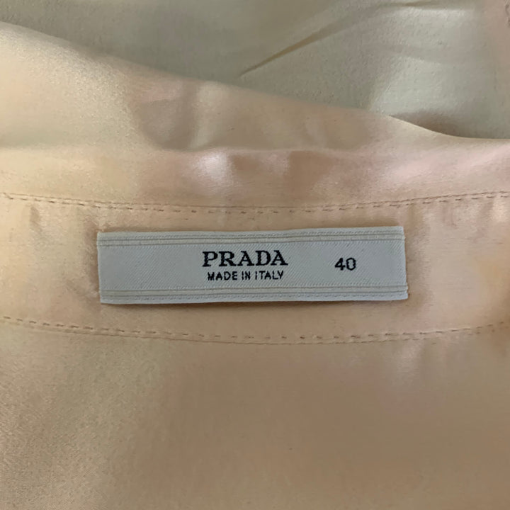 PRADA Size 4 Orange Silk Short Sleeve Blouse