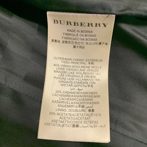 BURBERRY LONDON Size 10 Black Virgin Wool Cashmere A-Line Trench Coat
