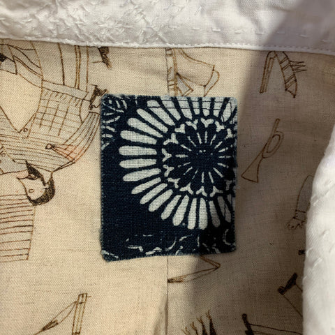 VISVIM Size L Ivory Stitched Linen Patch Pockets Jacket