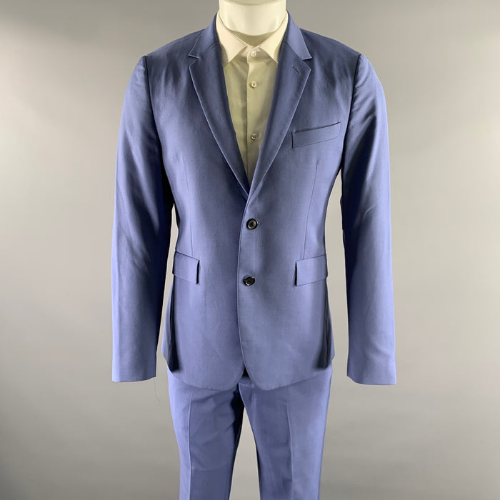 PAUL SMITH Size 38 Regular Blue Periwinkle Wool Mohair Notch Lapel Suit