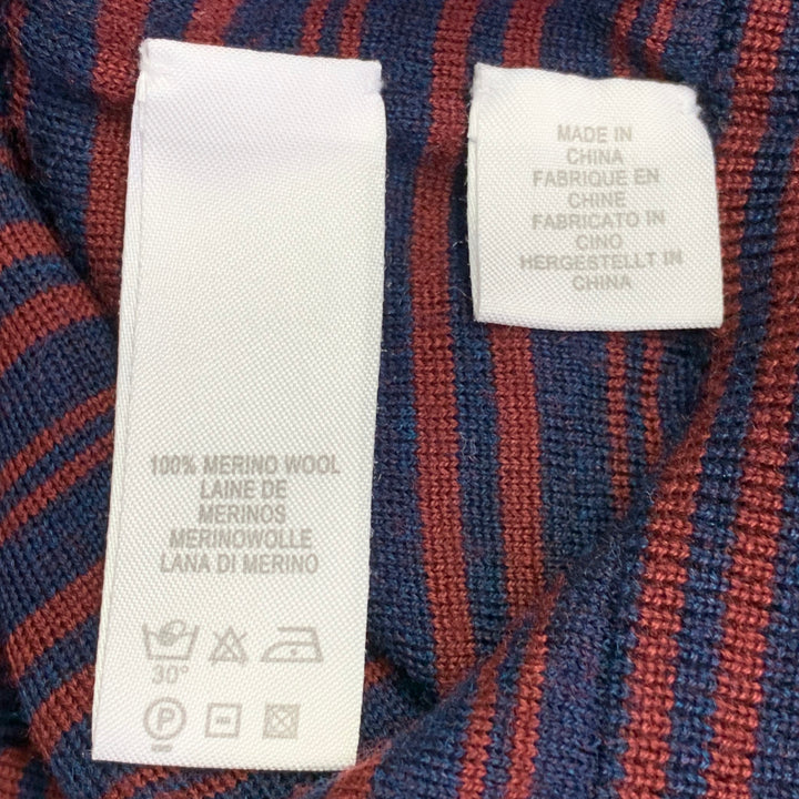 PS by PAUL SMITH Size L Navy Red Stripe Merino Wool Crew Neck Pullover