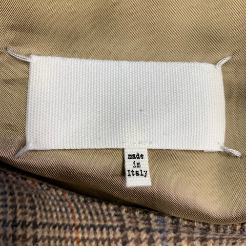 MAISON MARTIN MARGIELA Size L Camel Wool Houndstooth Long Sleeve Mini Dress