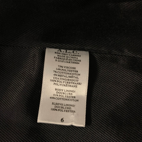 A.L.C. Size 6 Silver Viscose Blend Metallic Jacket Blazer