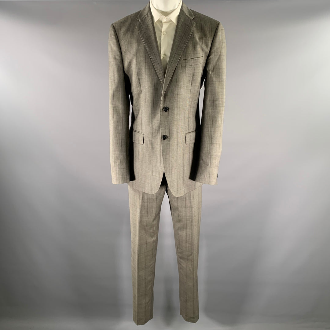 ERMENEGILDO ZEGNA Size 42 Grey Glenn Plaid Wool Blend Suit