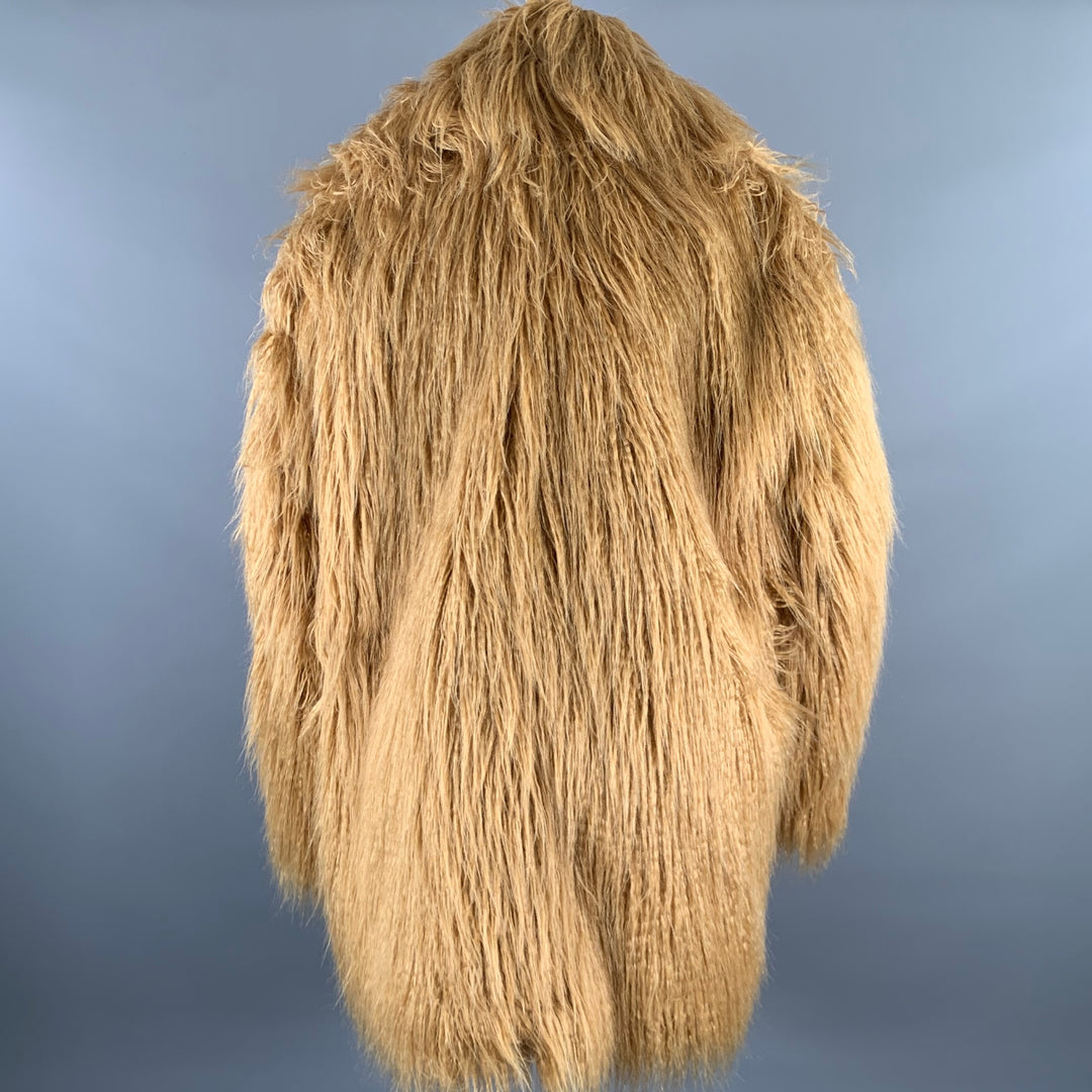 THE FRANKIE SHOP Size M/L Camel Modacrylic Blend Faux Fur Notch Lapel Coat