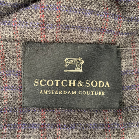 SCOTCH AND SODA Grey Navy Stripe Wool Blend Woven Scarf