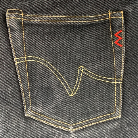 IRON HEART Size 34  Black Contrast Stitch 21oz Cotton Denim Twill Straight Jeans