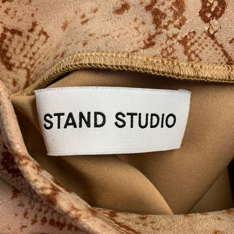 STAND STUDIO Size XS Tan Brown Polyester Blend Snakeskin Print Casual Top