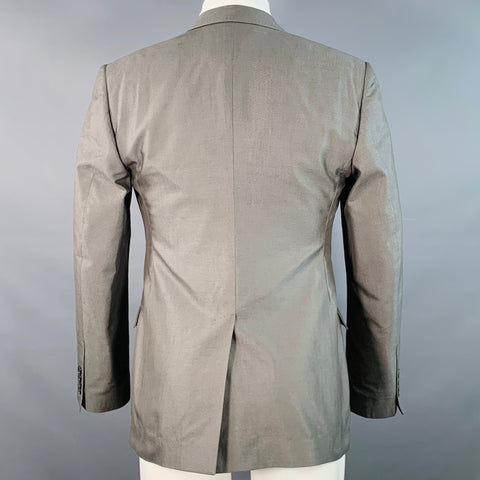 DOLCE & GABBANA Size 38 Grey Cotton Silk Peak Lapel Single Button Sport Coat